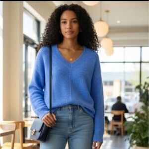 NEW- Women's Blue V-Neck Sweater